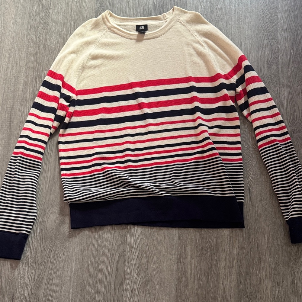 H&M Cream and Navy Striped Sweater
